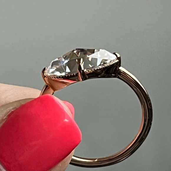Rose Gold Plated Rose Cut Moissanite ring size 6 east to west style - Picture 10 of 16